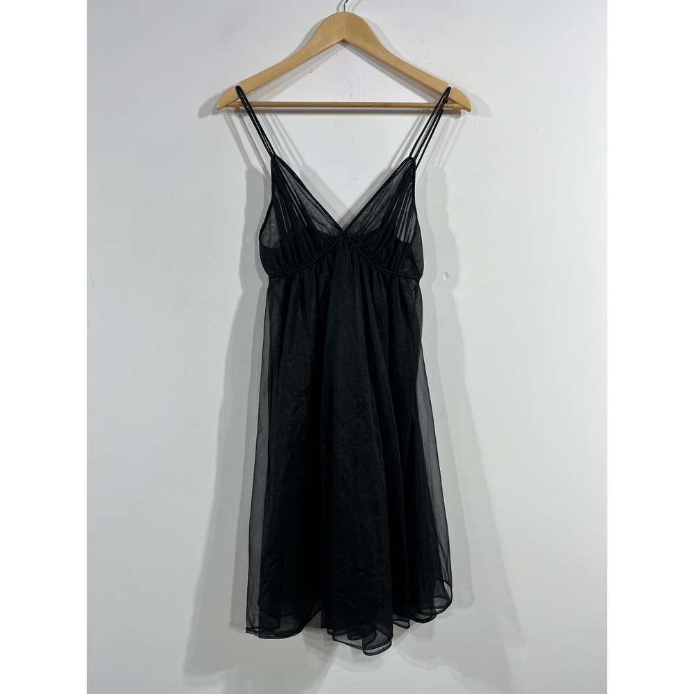 VTG 90s Val Mode Black Sheer Babydoll Slip Dress Womens Small Whimsigoth Boho